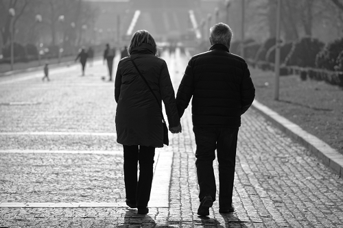 Older couple walking